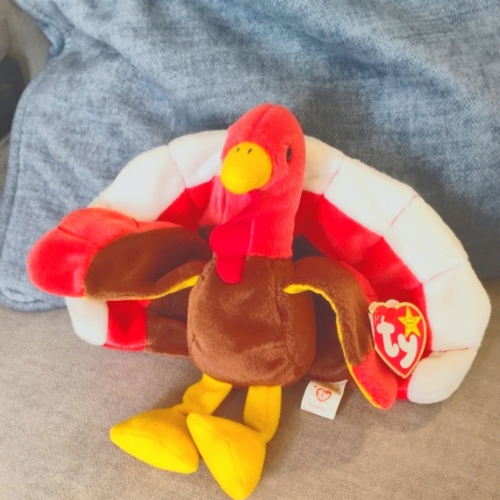 Ty Plush Turkey Toy - Red, Brown, Yellow